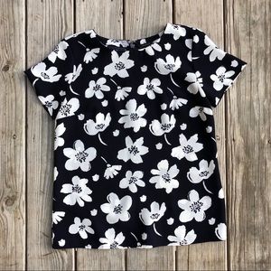 Ann Taylor Navy and White Floral Shirt